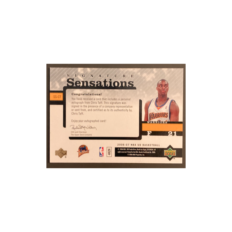 CHRIS TAFT 2006-07 UPPER DECK SIGNATURE SENSATIONS 03/25