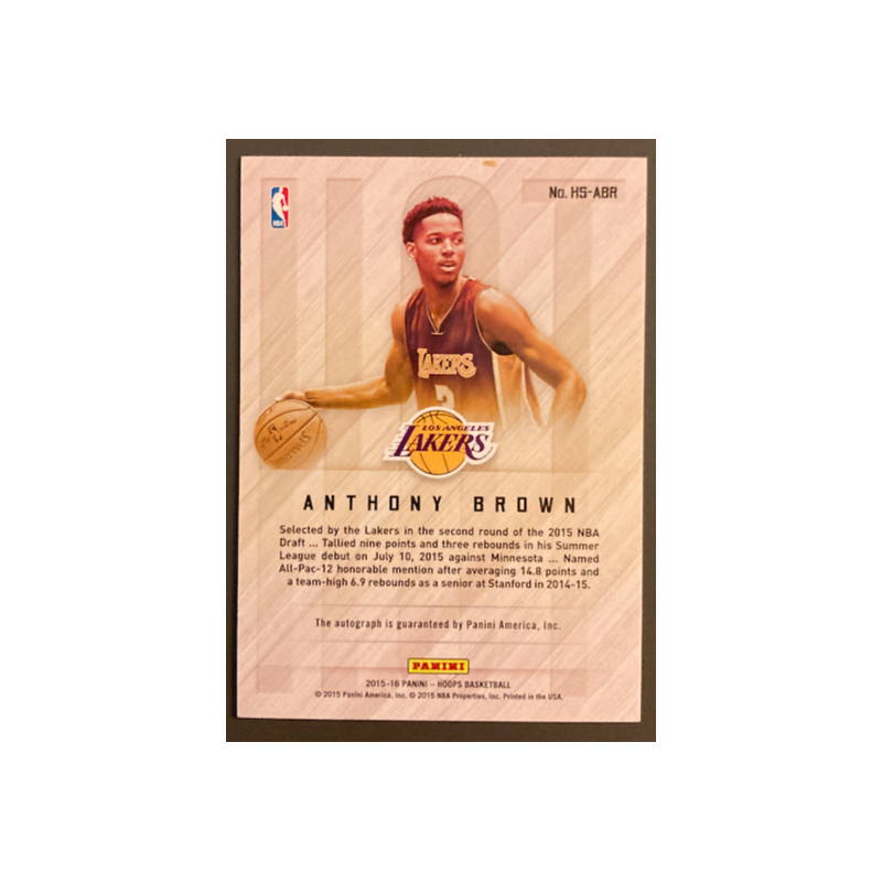 ANTHONY BROWN 2015-16 PANINI HOOPS HOT SIGNATURES ROOKIE AUTO