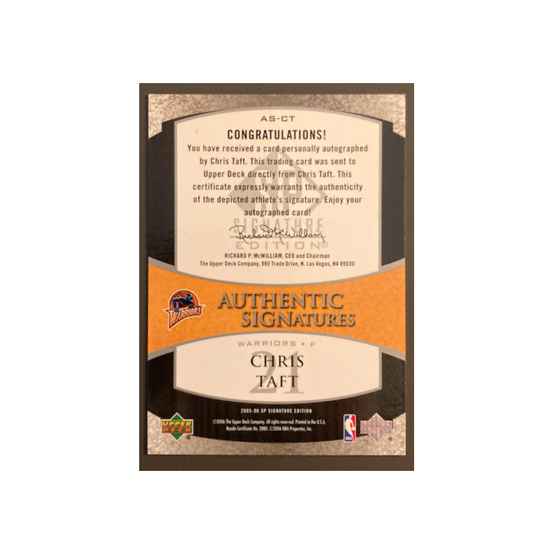 CHRIS TAFT 2005-06 UD SP SIGNATURE EDITION AUTO