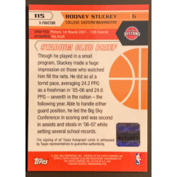 RODNEY STUCKEY 2007-08 TOPPS STADIUM CLUB CHROME ROOKIE X-FRACTOR AUTO