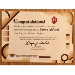 STEVE ALFORD 2001 FLEER GREATS OF THE GAME AUTO
