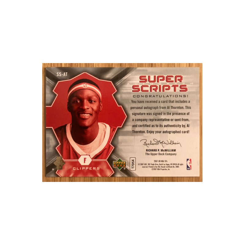 AL THORNTON 2007-08 UPPER DECK SPX SUPER SCRIPTS AUTO