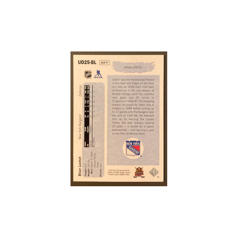 BRIAN LEETCH 2015 UPPER DECK 25TH ANNIVERSARY YOUNG GUNS