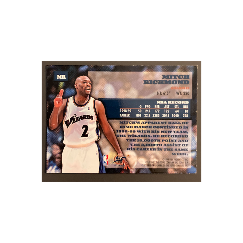 MITCH RICHMOND 1999-00 TOPPS AUTO - EXMT CONDITION