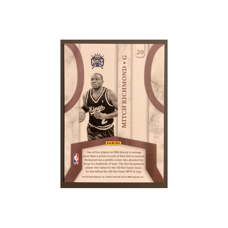 MITCH RICHMOND 2010-11 DONRUSS JERSEY KINGS 664/999