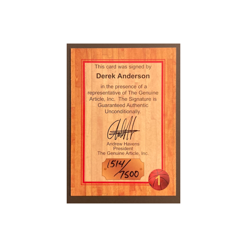 DEREK ANDERSON 1997 FLEER GENUINE ARTICLE AUTO 1514/7500