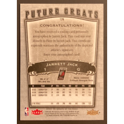 JARRETT JACK 2005-06 FLEER GREATS OF THE GAME ROOKIE AUTO 31/99