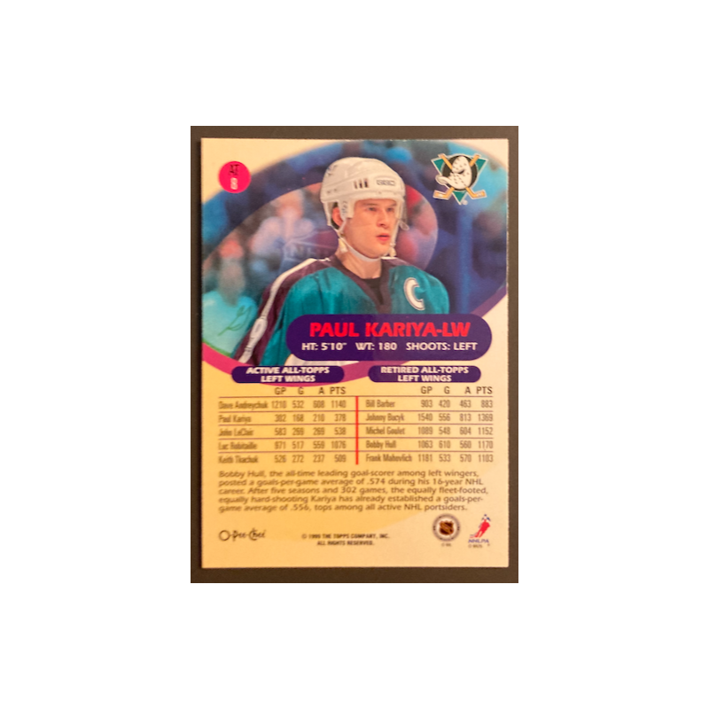 PAUL KARIYA 1999 O-PEE-CHEE ALL TOPPS - AT8