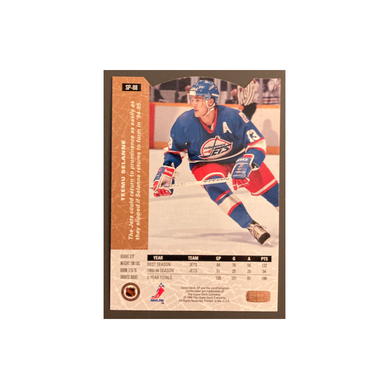 TEEMU SELANNE 1994 UPPER DECK SP DIE CUT SP-88