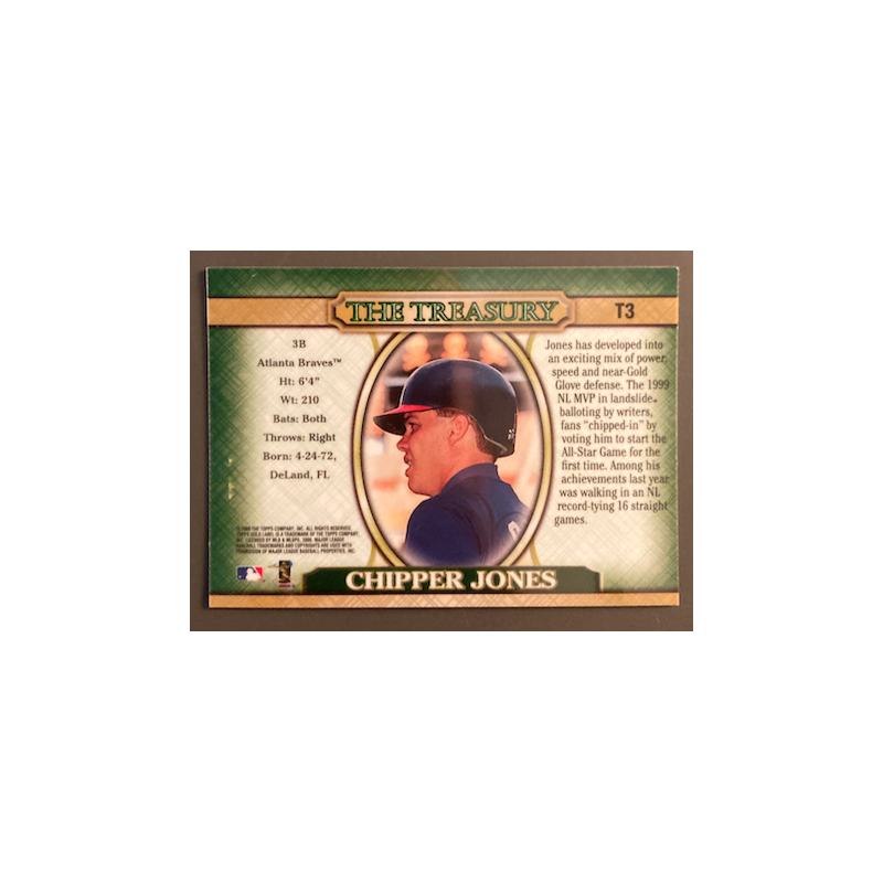 CHIPPER JONES 2000 TOPPS GOLD LABEL THE TREASURY - T3