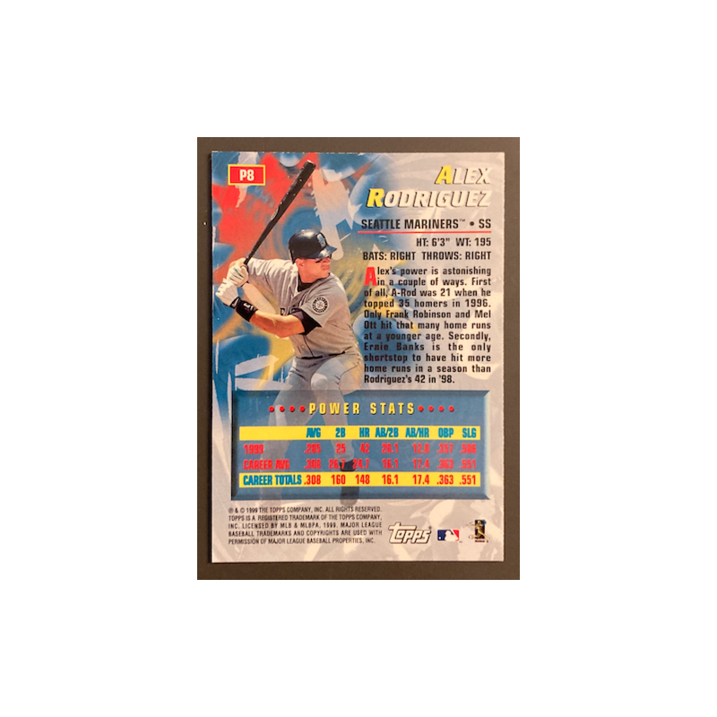 ALEX RODRIGUEZ 2000 TOPPS POWER PLAYERS - P8