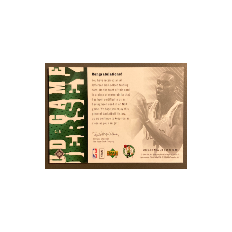 AL JEFFERSON 2006-07 UPPER DECK GAME JERSEY