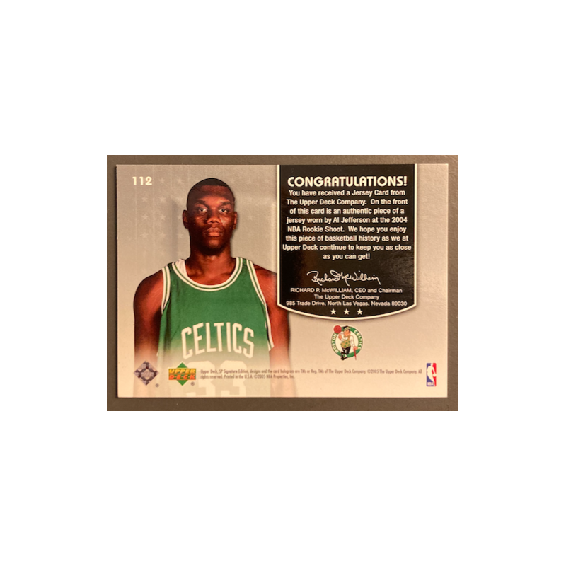 AL JEFFERSON 2004-05 SP SIGNATURE EDITION ROOKIE RETRO REMNANTS JERSEY 459/499