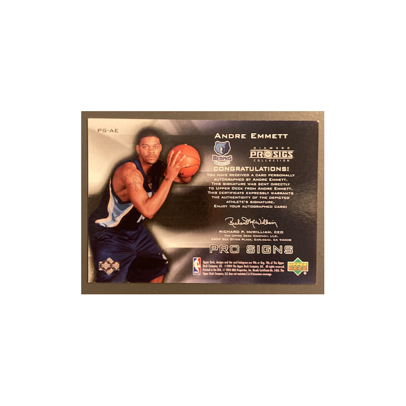 ANDRE EMMETT 2004 UPPER DECK PROSIGS AUTO