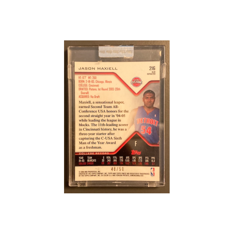 JASON MAXIELL 2004-05 TOPPS FINEST UNCIRCULATED BLUE REFRACTOR 48/50
