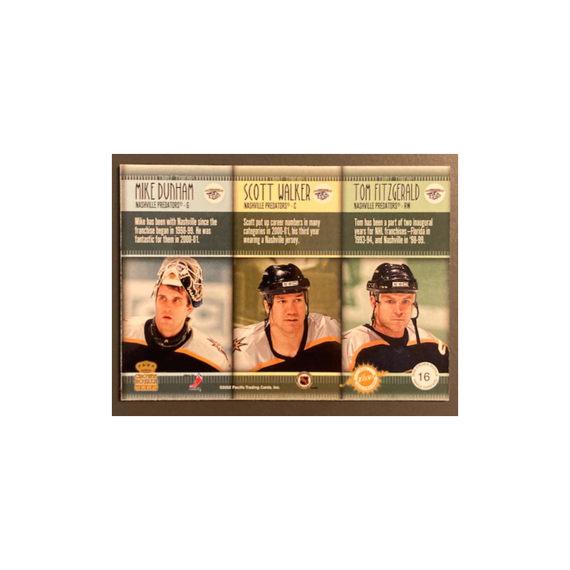 DUNHAM / WALKER / FITZGERALD 2001-02 PACIFIC CROWN ROYALE TRIPLE JERSEY - 16