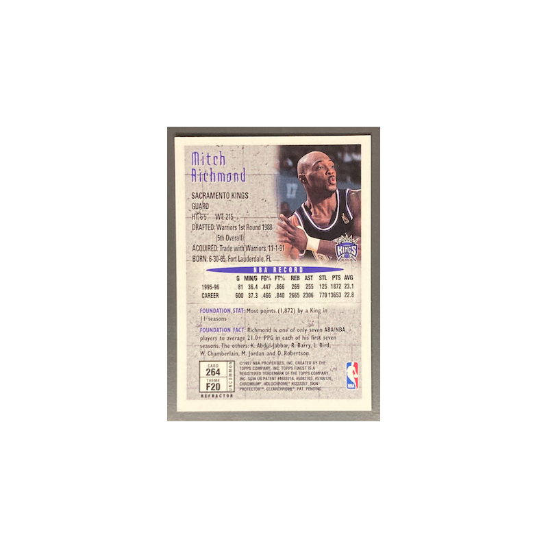 MITCH RICHMOND 1996-97 TOPPS FINEST FOUNDATIONS UNCOMMON SILVER REFRACTOR - 264