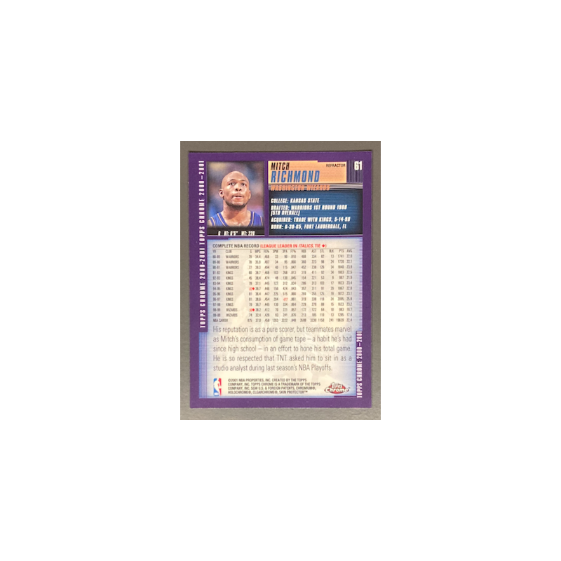 MITCH RICHMOND 2000-01 TOPPS CHROME REFRACTOR - 61