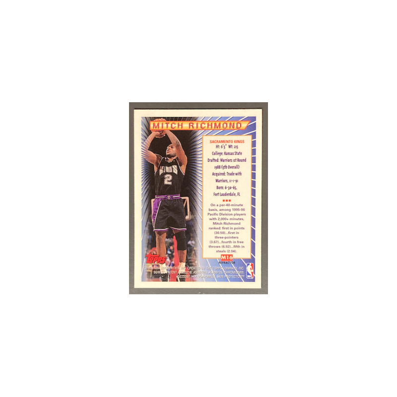 MITCH RICHMOND 1996-97 TOPPS MYSTERY FINEST BORDERLESS REFRACTOR - M16