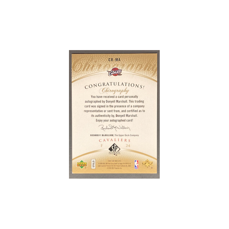 DONYELL MARSHALL 2007-08 SP AUTHENTIC CHIROGRAPHY GOLD AUTO 18/25