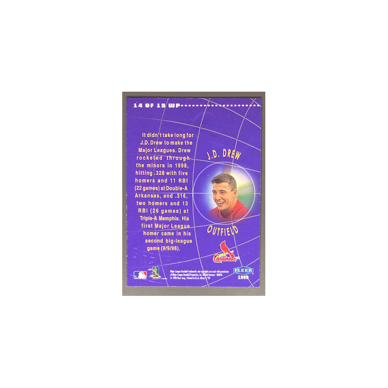 J.D DREW 1999 FLEER ULTRA WORLD PREMIERE - 14