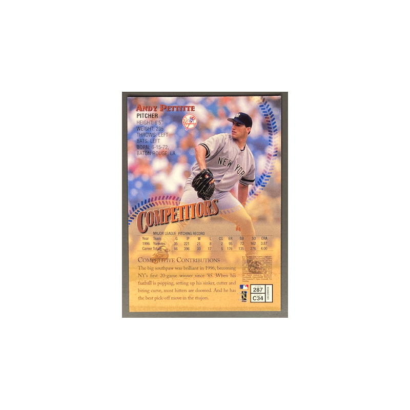 ANDY PETTITTE 1997 TOPPS FINEST COMPETITORS UNCOMMON - 287 S