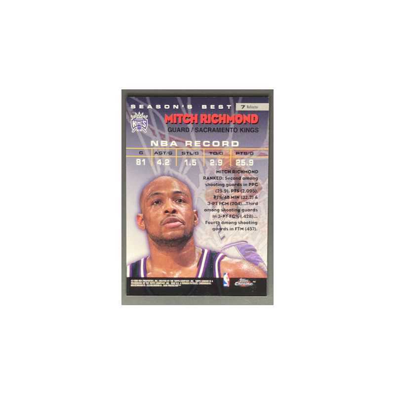 MITCH RICHMOND 1997-98 TOPPS CHROME SHOOTING STARS REFRACTOR - SB7