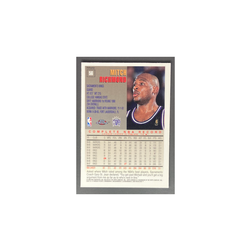 MITCH RICHMOND 1997-98 TOPPS CHROME REFRACTOR - 56