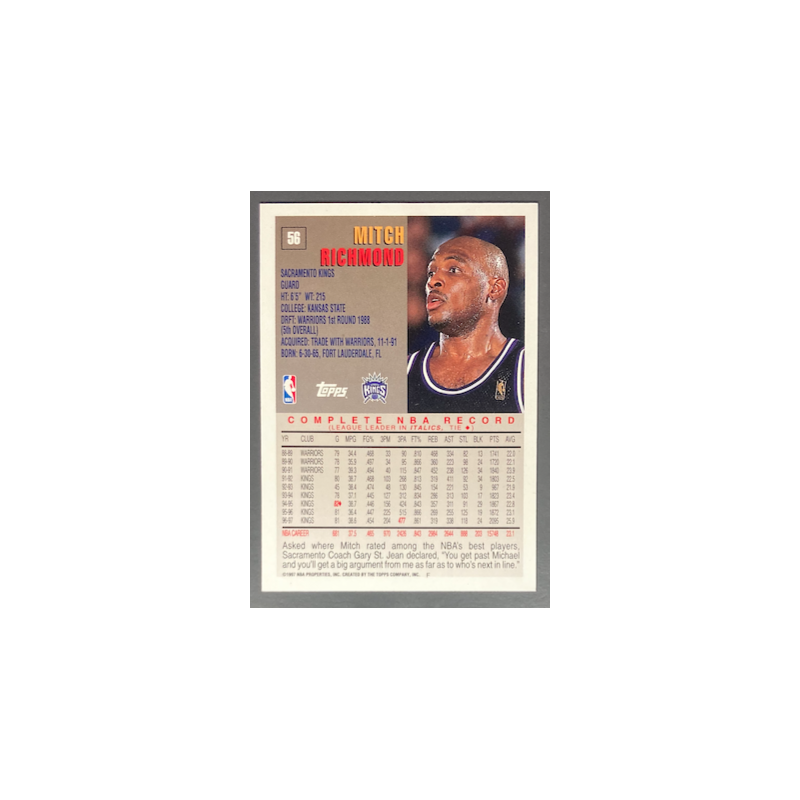 MITCH RICHMOND 1997-98 TOPPS MINTED IN SPRINGFIELD