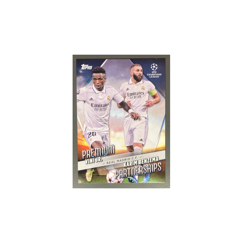 VINI JR / KARIM BENZEMA 2022-23 TOPPS UEFA COMPETITIONS PREMIUM PARTNERSHIPS