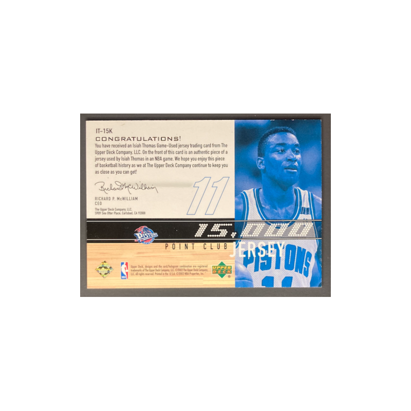 ISIAH THOMAS 2001-02 UPPER DECK 15000 POINT CLUB JERSEY - IT15K