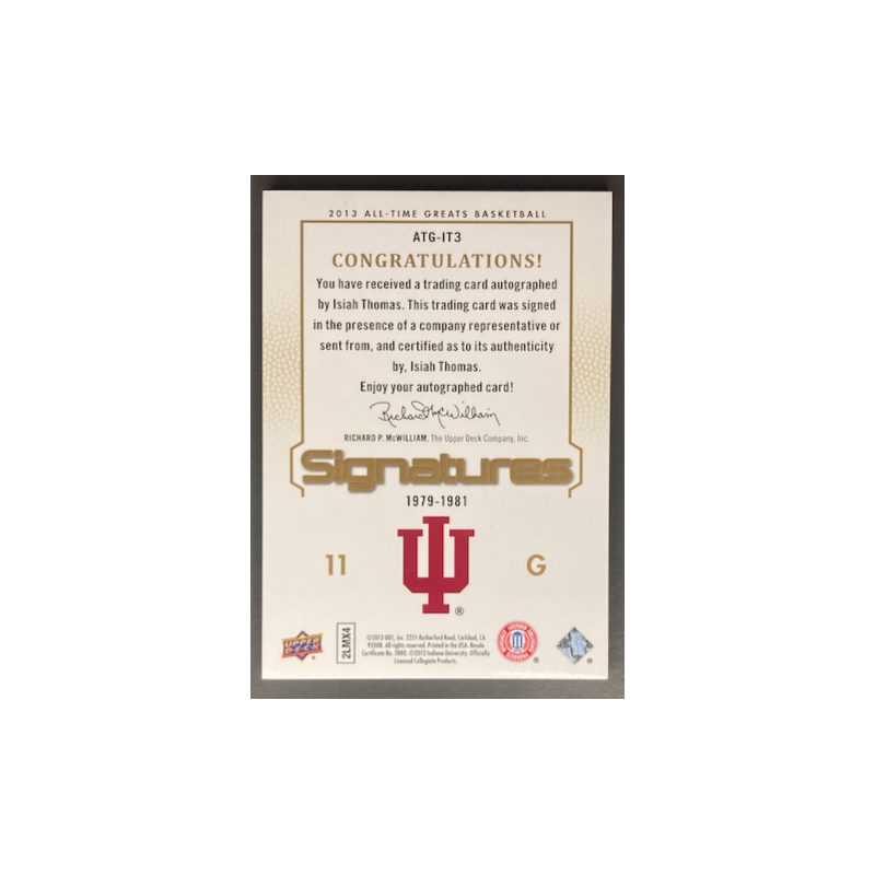 ISIAH THOMAS 2013 UPPER DECK ALL-TIME GREATS SIGNATURES 03/45