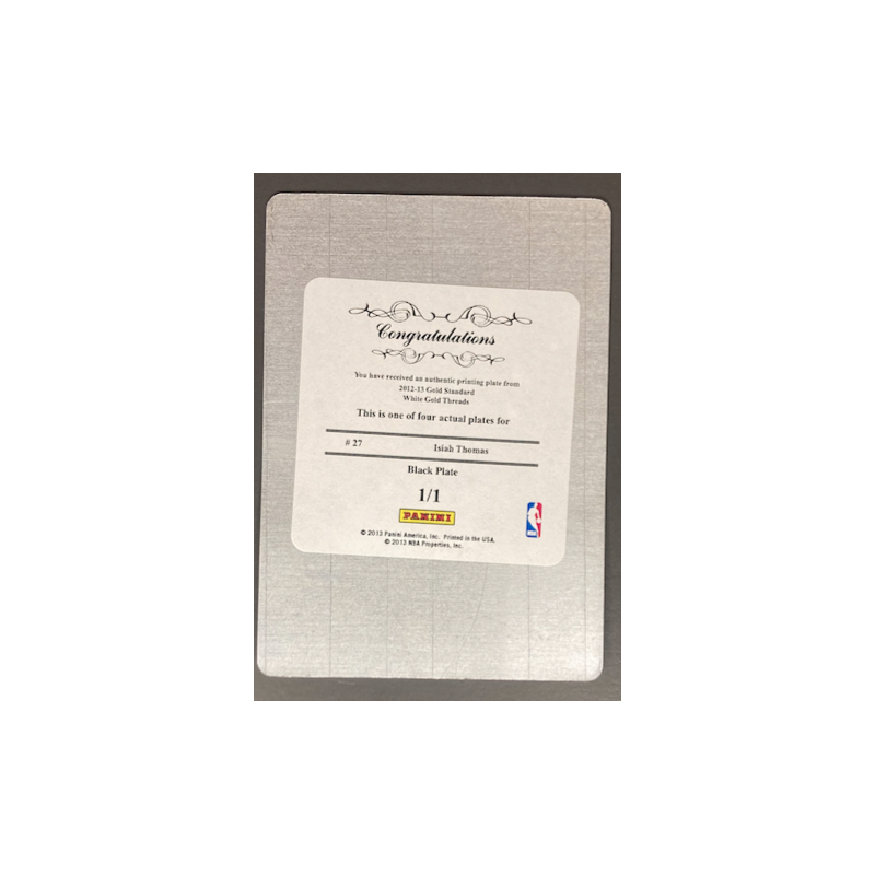 ISIAH THOMAS 2012-13 PANINI GOLD STANDARD WHITE GOLD THREADS PRINTING PLATE BLACK 1/1