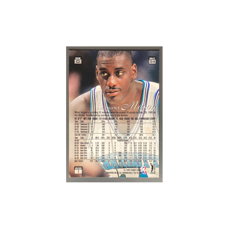 ANTONY MASON 1996-97 FLAIR SHOWCASE ROW 0