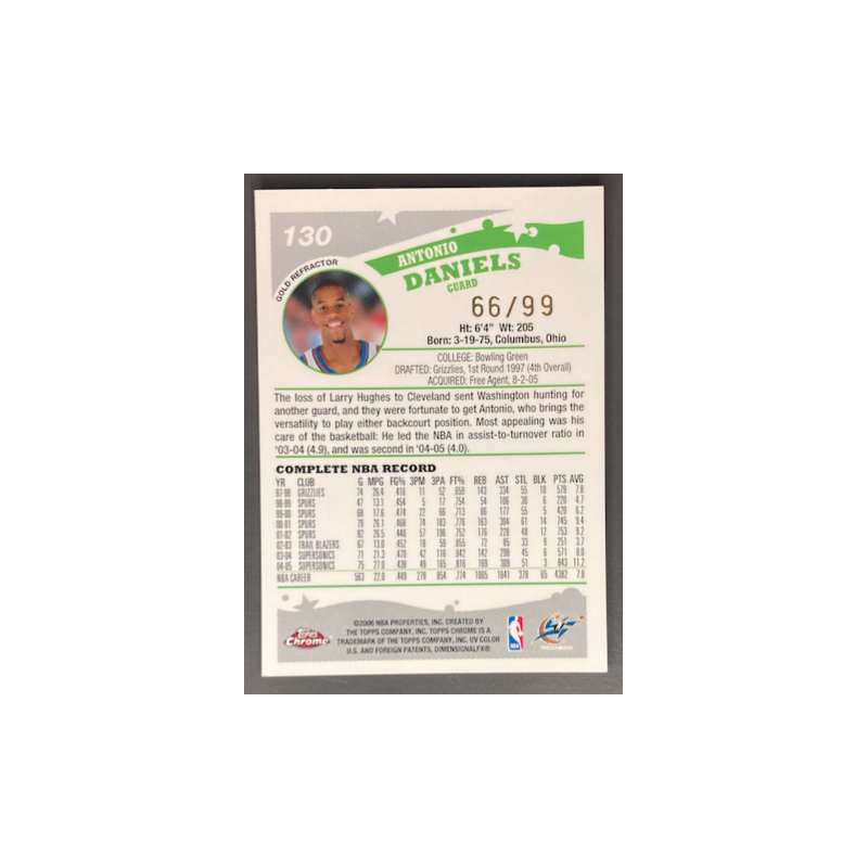 ANTONIO DANIELS 2005-06 TOPPS CHROME GOLD REFRACTOR 66/99