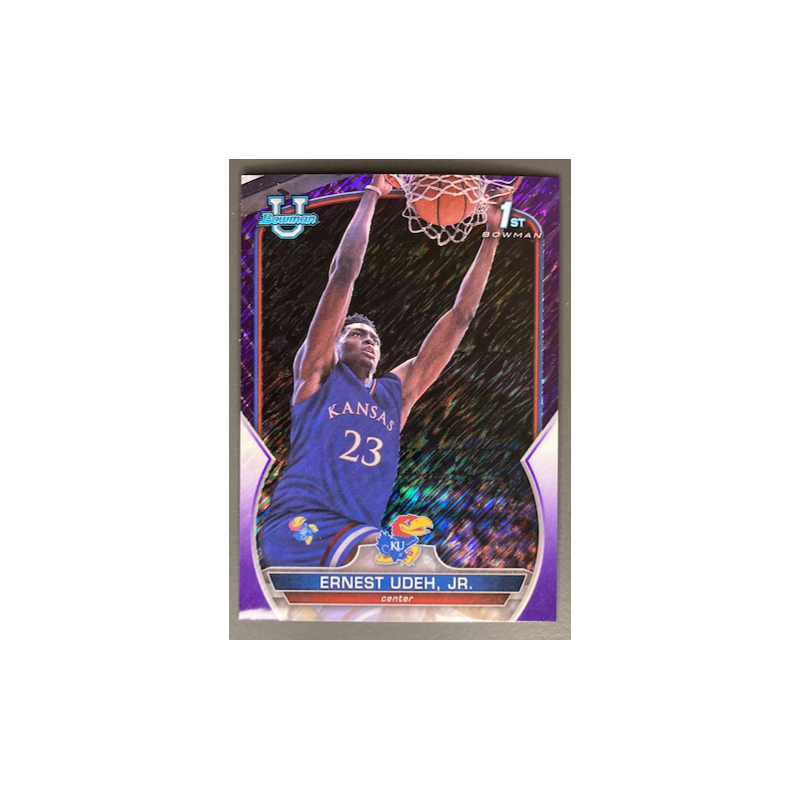 ERNEST UDEH JR 2022-23 BOWMAN CHROME UNIVERSITY PURPLE SHIMMER REFRACTOR