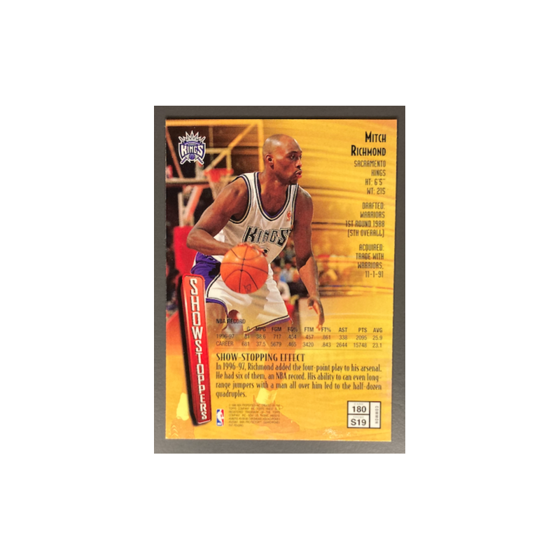 MITCH RICHMOND 1997-98 TOPPS FINEST SHOWSTOPPERS WITH COATING