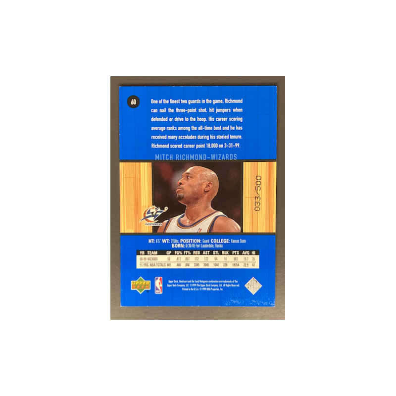 MITCH RICHMOND 1999-00 UPPER DECK HARDCOURT BASELINE GROOVES RAINBOW 033/500