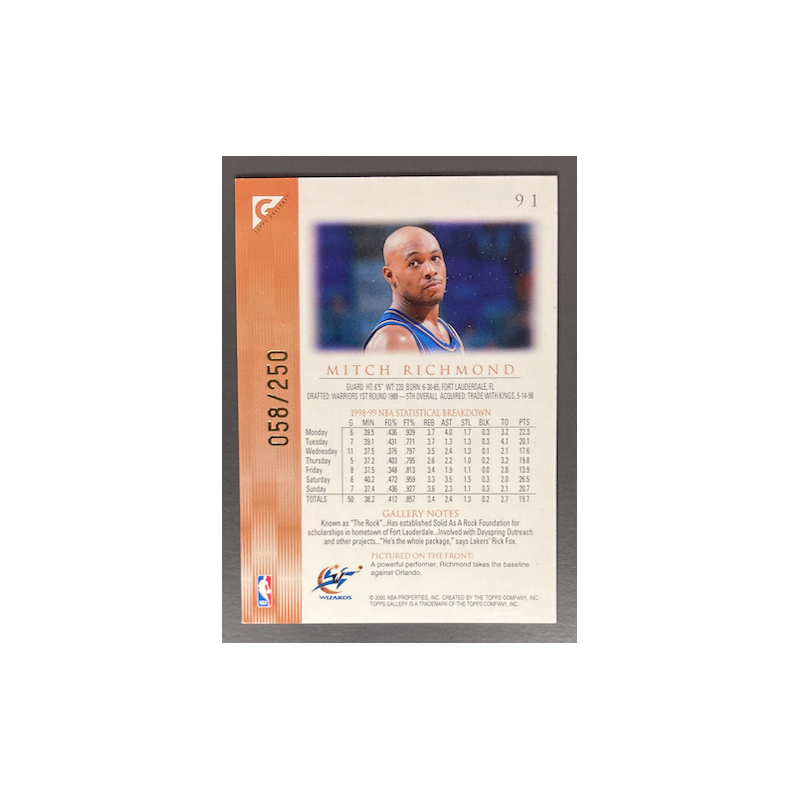 MITCH RICHMOND 1999-00 TOPPS GALLERY PLAYER'S PRIVATE ISSUE 058/250