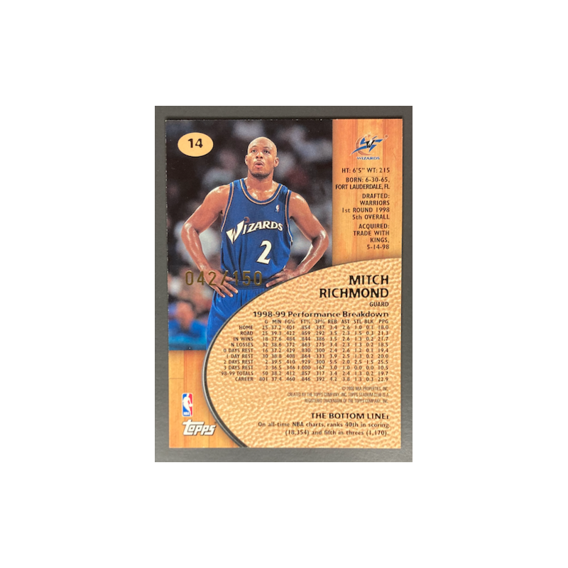 MITCH RICHMOND 1999-00 TOPPS STADIUM CLUB ONE OF A KIND 042/150
