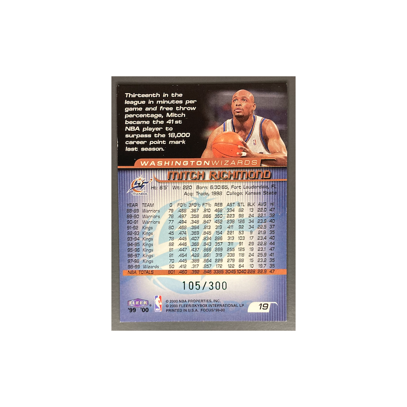 MITCH RICHMOND 1999-00 FLEER FOCUS MASTERPIECE MANIA 105/300