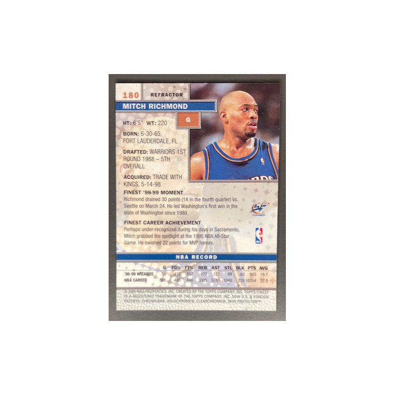 MITCH RICHMOND 1999-00 TOPPS FINEST REFRACTOR - 180