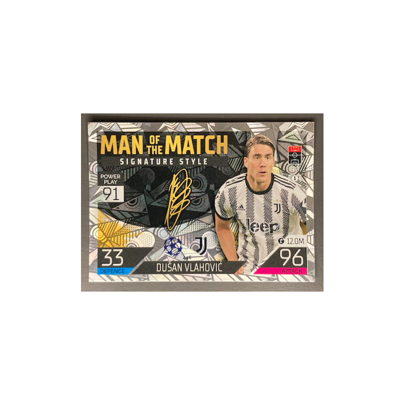 DUSAN VLAHOVIC 2022-23 TOPPS MATCH ATTAX MAN OF THE MATCH SIGNATURES STYLE
