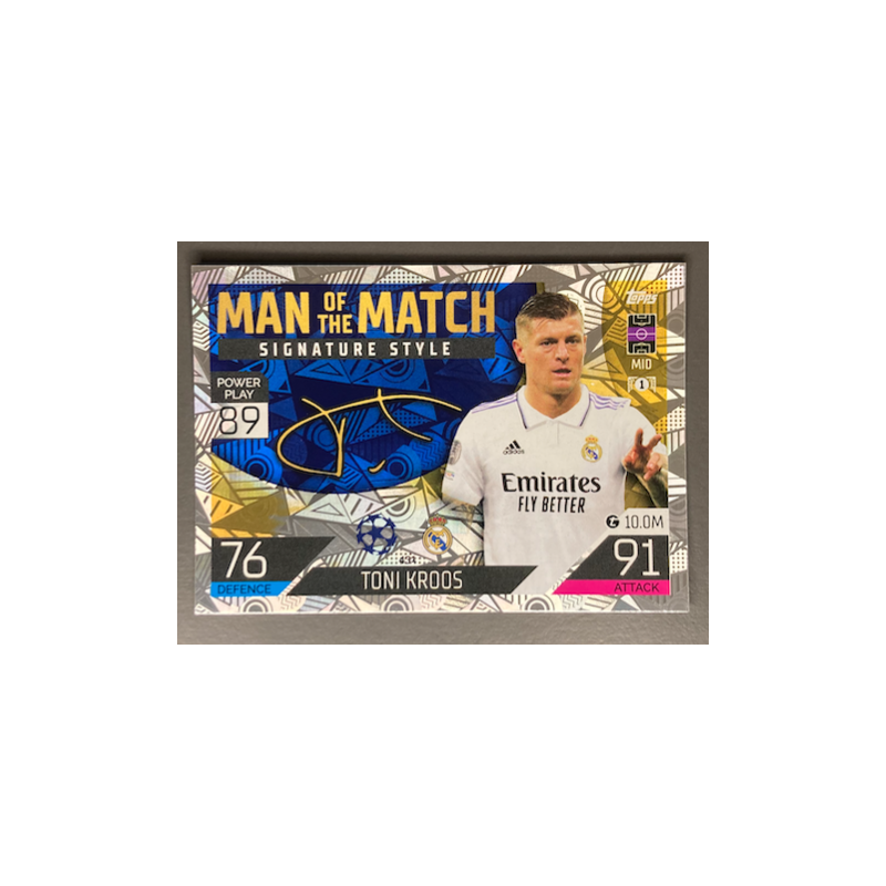 TONI KROOS 2022-23 TOPPS MATCH ATTAX MAN OF THE MATCH SIGNATURES STYLE