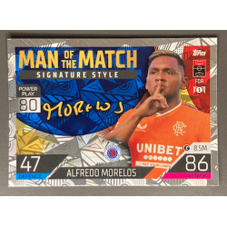 ALFREDO MORELOS 2022-23 TOPPS MATCH ATTAX MAN OF THE MATCH SIGNATURES STYLE