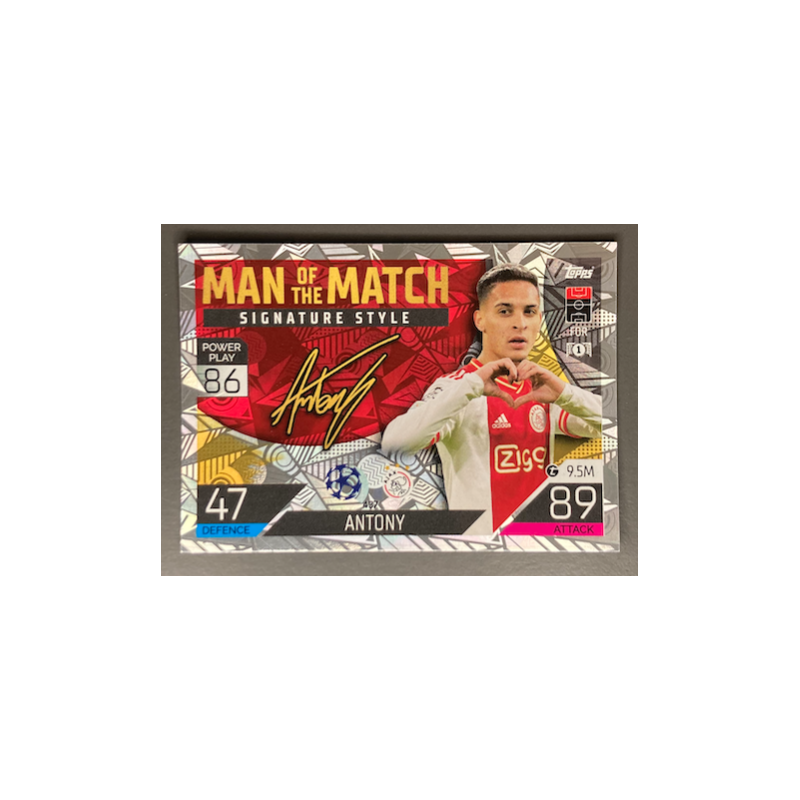 ANTONY 2022-23 TOPPS MATCH ATTAX MAN OF THE MATCH SIGNATURES STYLE