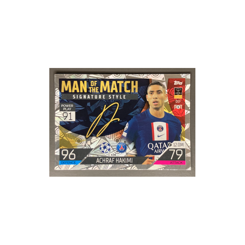 ACHRAF HAKIMI 2022-23 TOPPS MATCH ATTAX MAN OF THE MATCH SIGNATURES STYLE