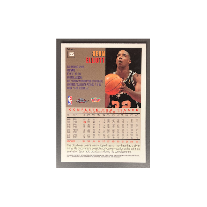 SEAN ELLIOTT 1997-98 TOPPS CHROME REFRACTOR - 135
