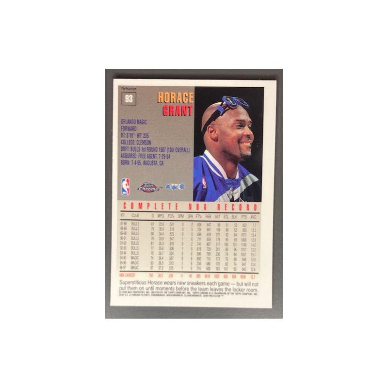 HORACE GRANT 1997-98 TOPPS CHROME REFRACTOR - 93
