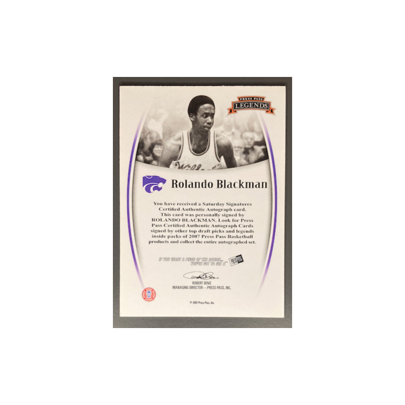 ROLANDO BLACKMAN 2007-08 PRESS PASS LEGENDS BLUE AUTO
